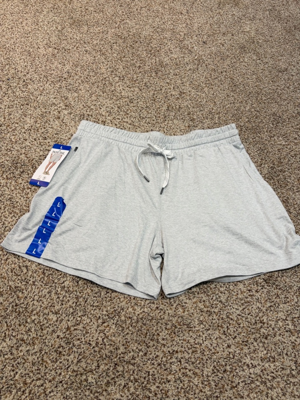 Pacific Trail Light Gray Athletic Drawstring Shorts - Picture 2 of 9